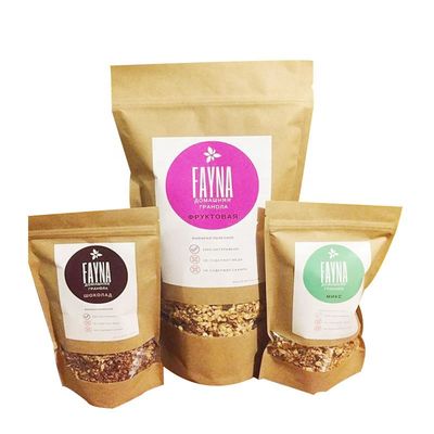 Biodegradowalne opakowania do żywności z możliwością wielokrotnego zamykania z okienkiem na papier Kraft Stand Up Pouch